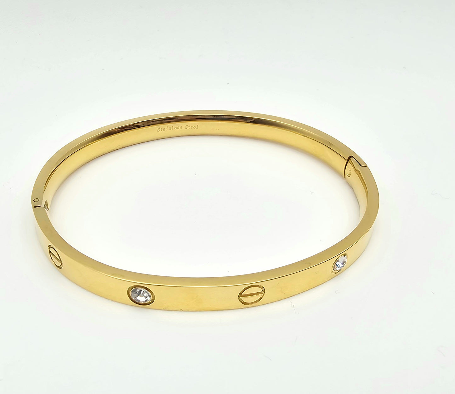 Gold Plated Bangle with 4 Stone Accents