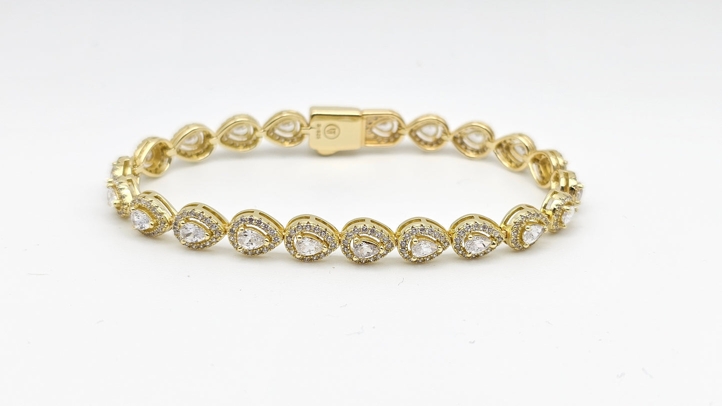 Pear Cut Swarovski crystal Tennis Bracelet in Gold plated | 925 Silver| 7 inch