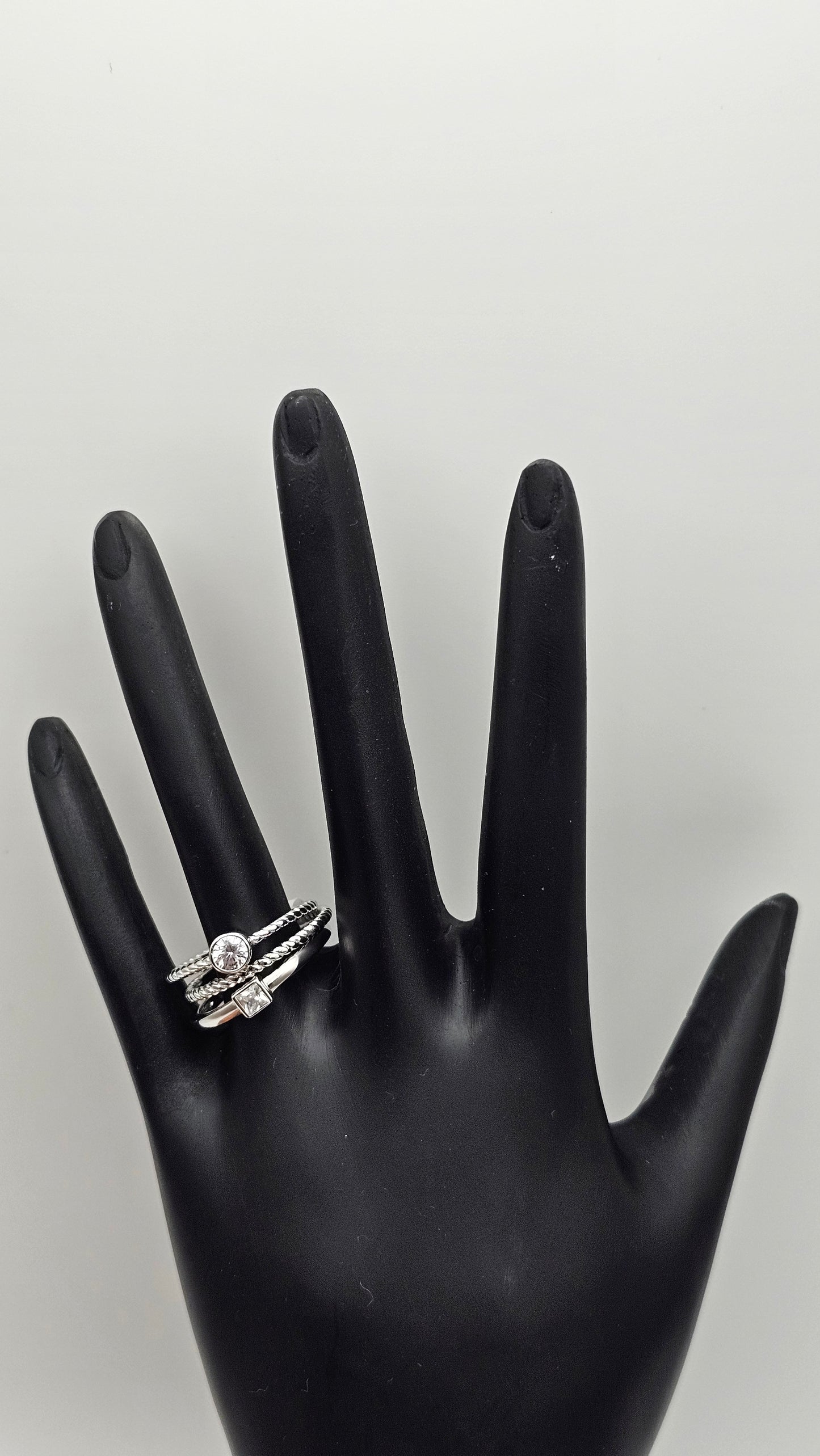 Silver Single Stone Stacked Ring | US 6 | 925 Silver