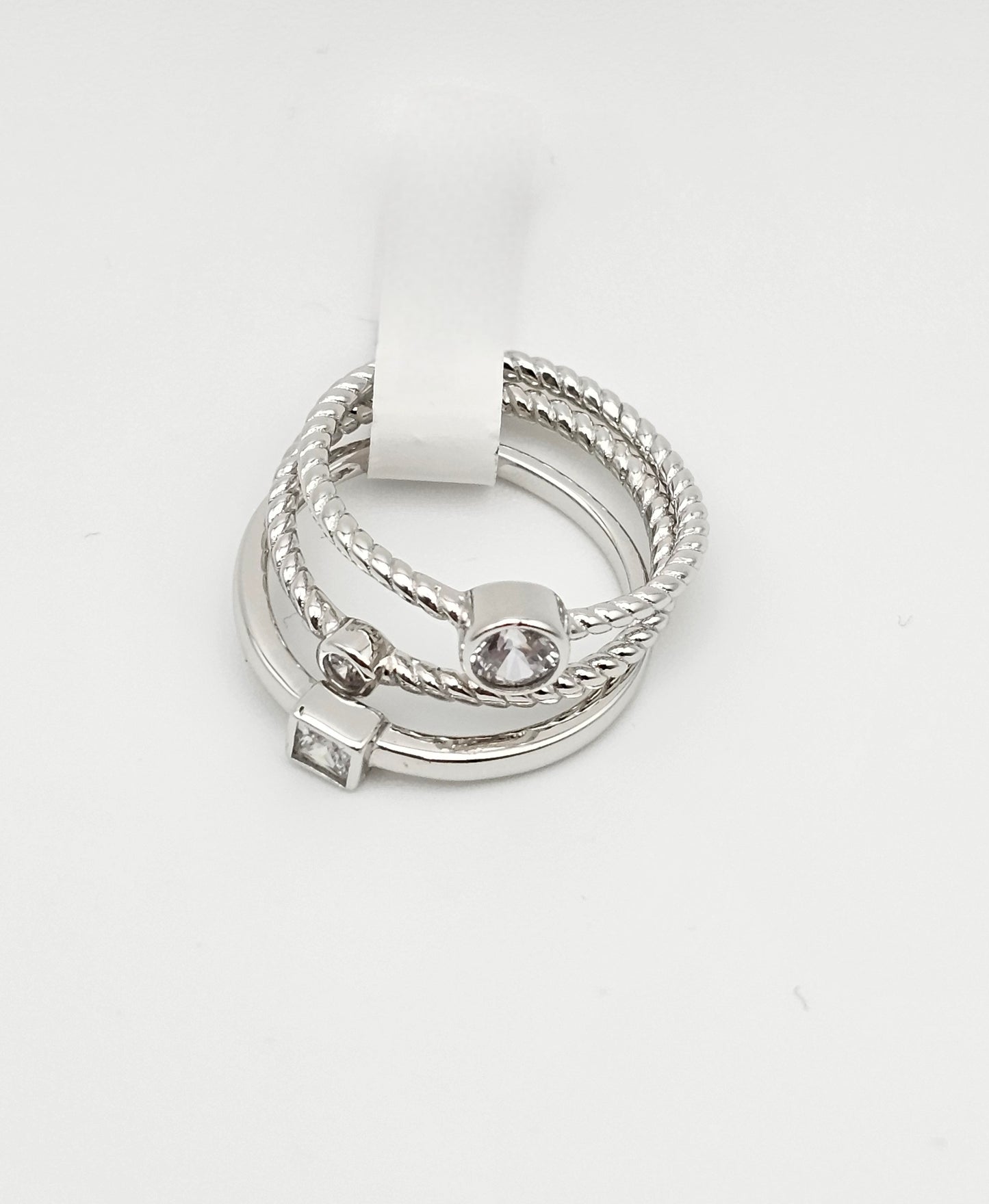 Silver Single Stone Stacked Ring | US 6 | 925 Silver