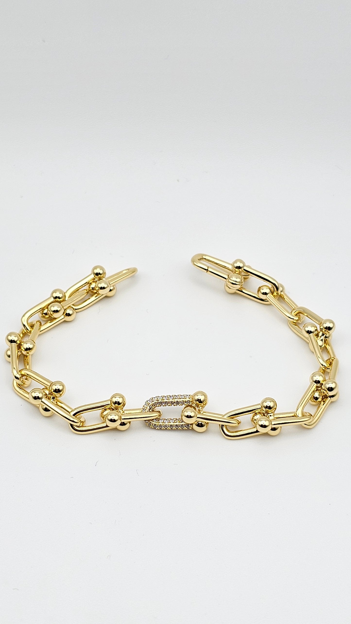 Paper Clip Bracelet with Crystal Accents – 18K Gold Plated | 925 Silver