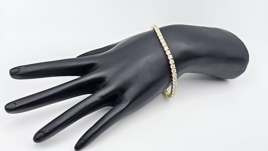 3mm Round cut stone Tennis Bracelet – 6.5" | 18K Gold Plated | 925 Silver