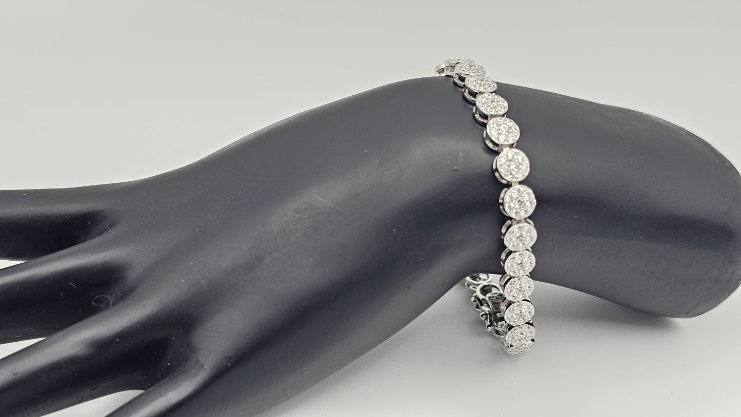 Round Stone Swarovski® Crystal Bracelet | 7" | 925 Silver