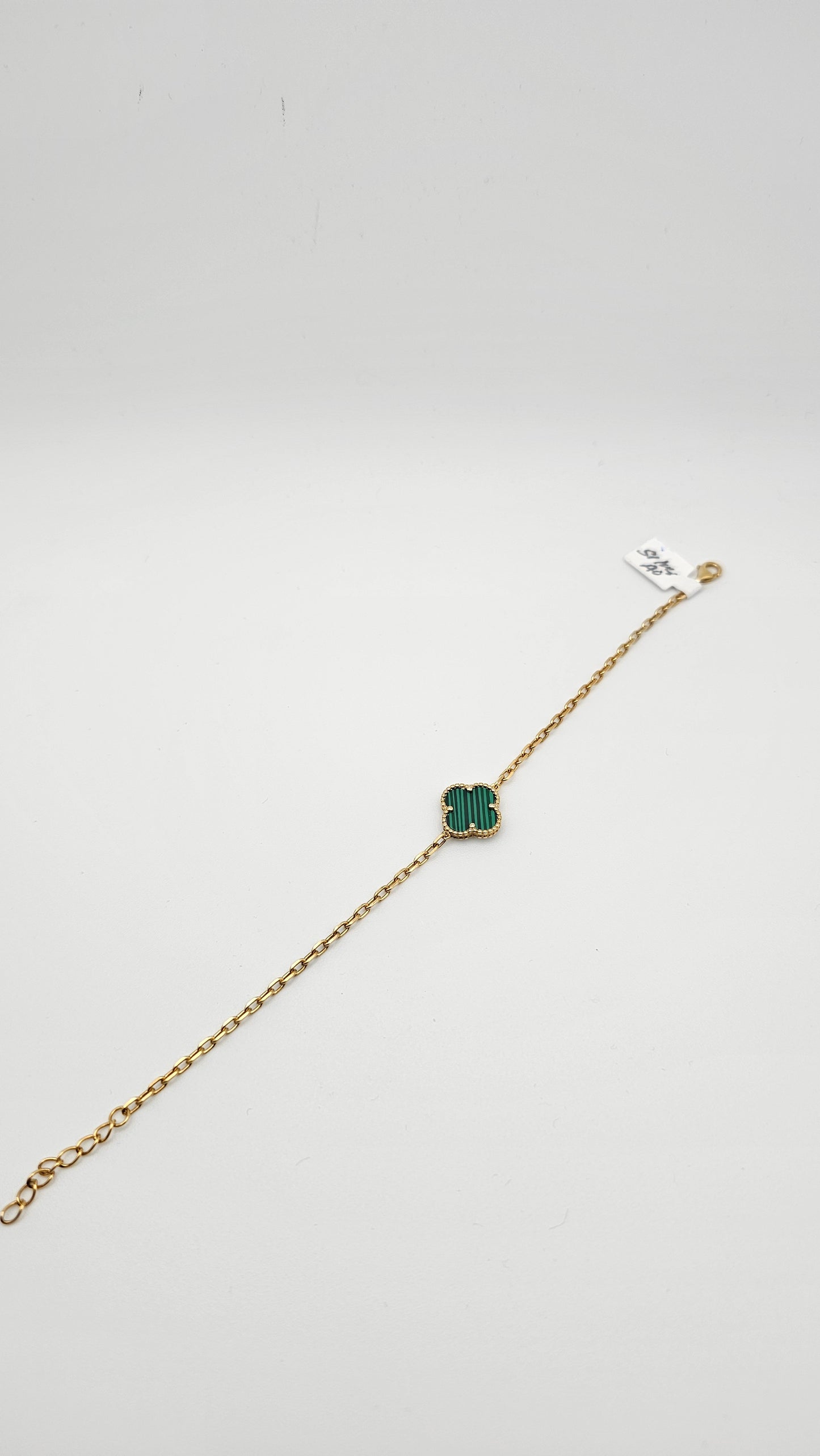 Clover Sets - necklace, earrings, bracelet, green and white motif, 925 Silver, 18kt gold plated
