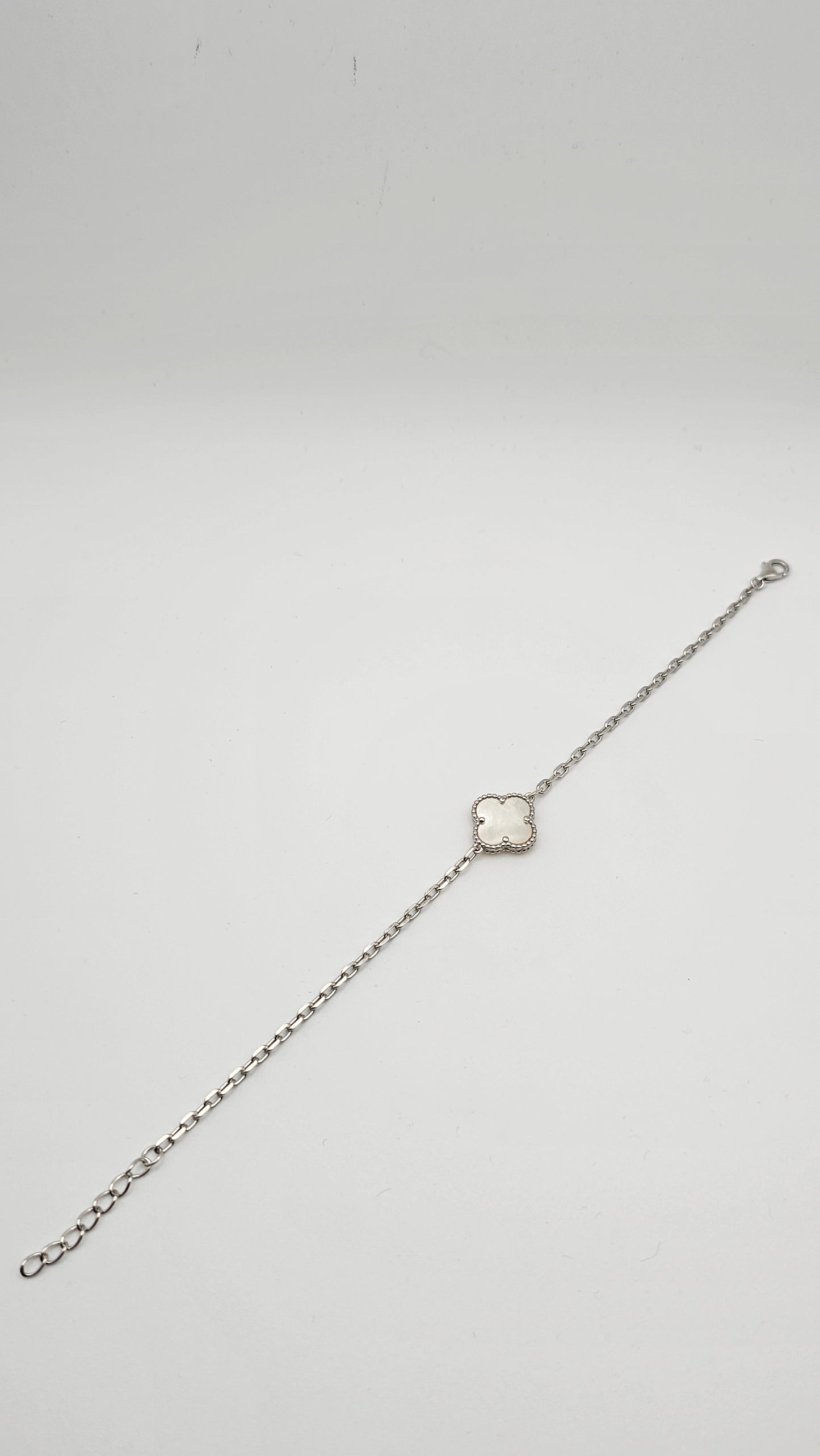 Clover Sets - necklace, earrings, bracelet, green and white motif, 925 Silver, 18kt gold plated