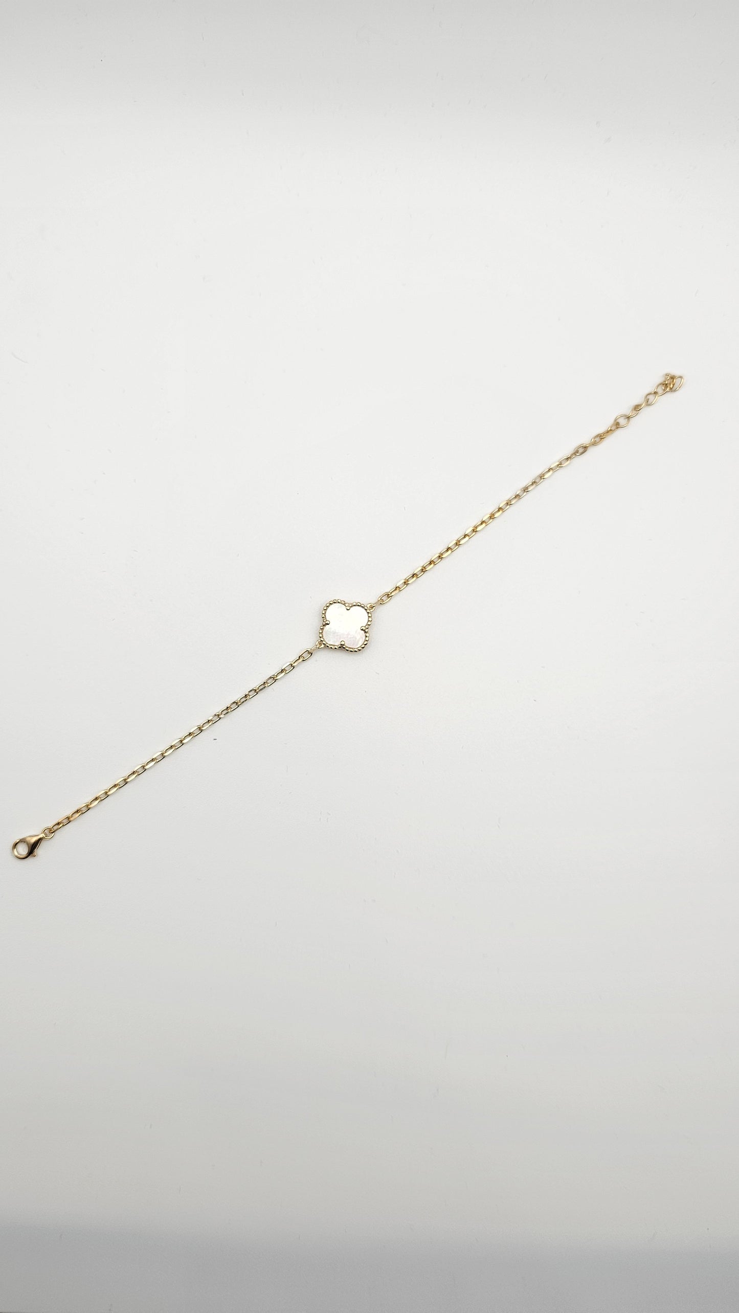 Clover Sets - necklace, earrings, bracelet, green and white motif, 925 Silver, 18kt gold plated