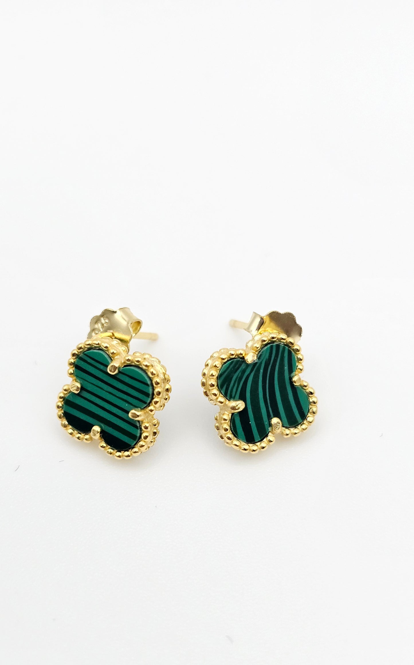 Clover Sets - necklace, earrings, bracelet, green and white motif, 925 Silver, 18kt gold plated