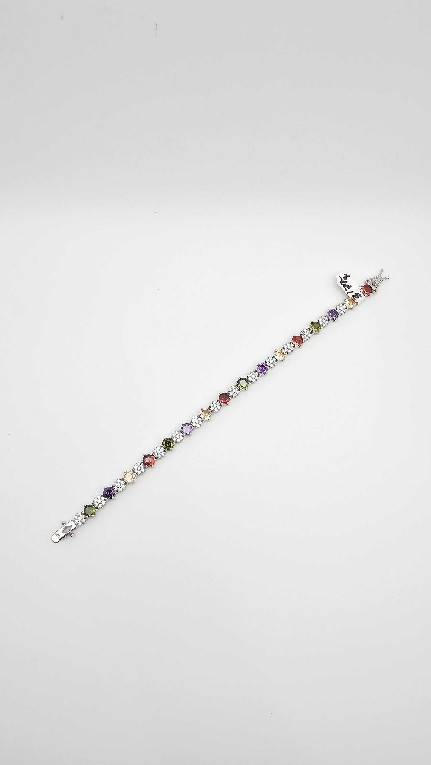 Multicolored Tennis Bracelet with Swarovski Crystals - 7"| 925 Silver