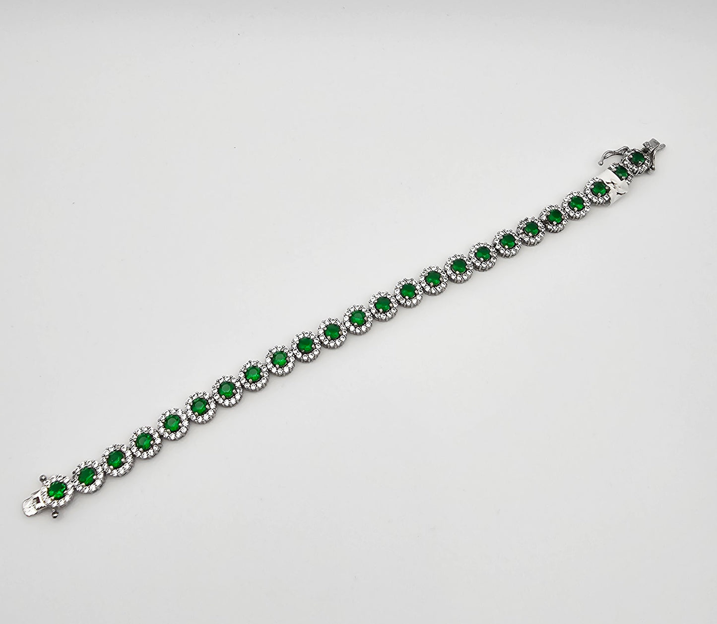 Emerald Crystal Tennis Bracelet - 7" | 925 Silver