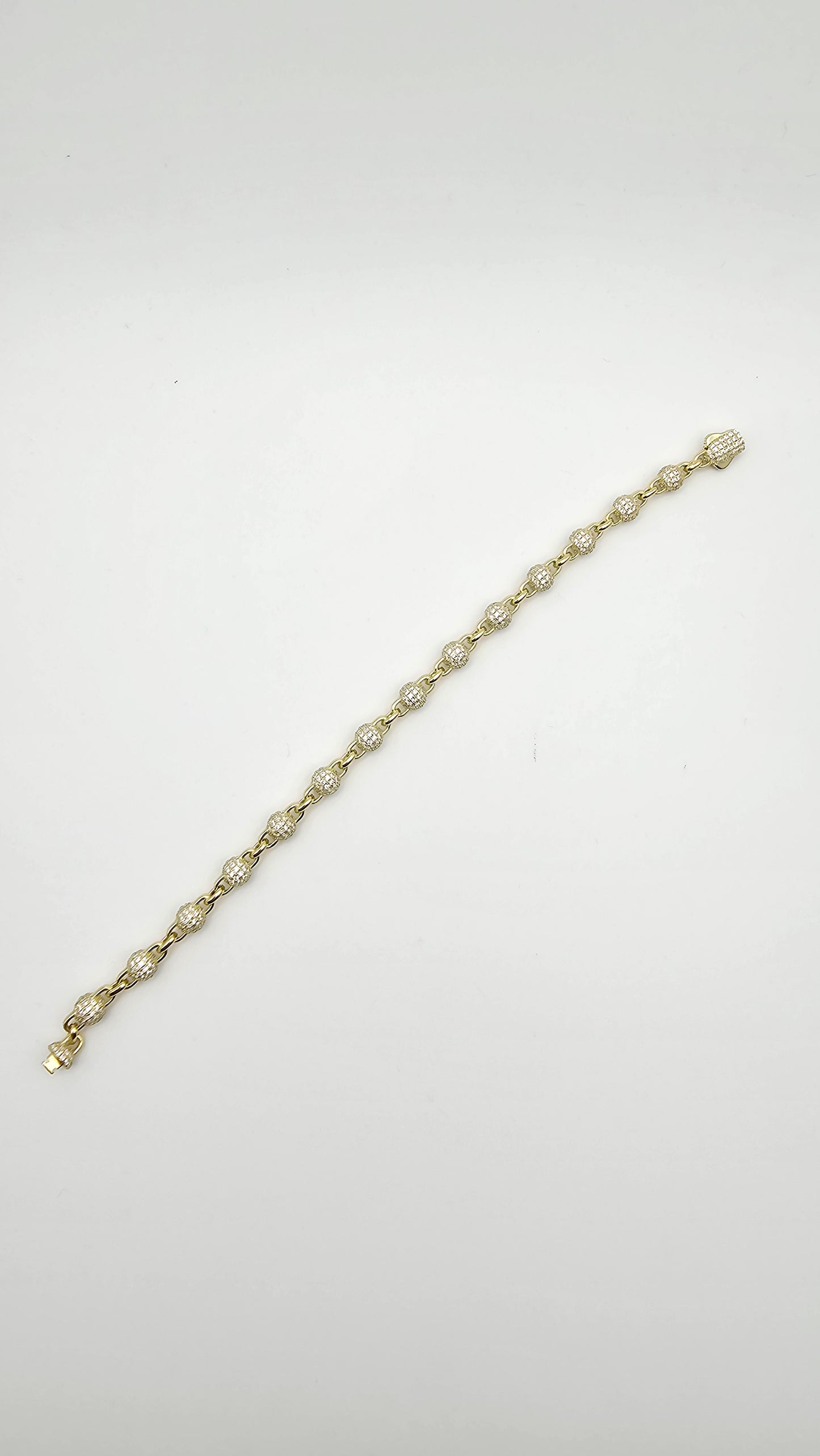 Gold Beaded bracelet, 7" , 925 Silver