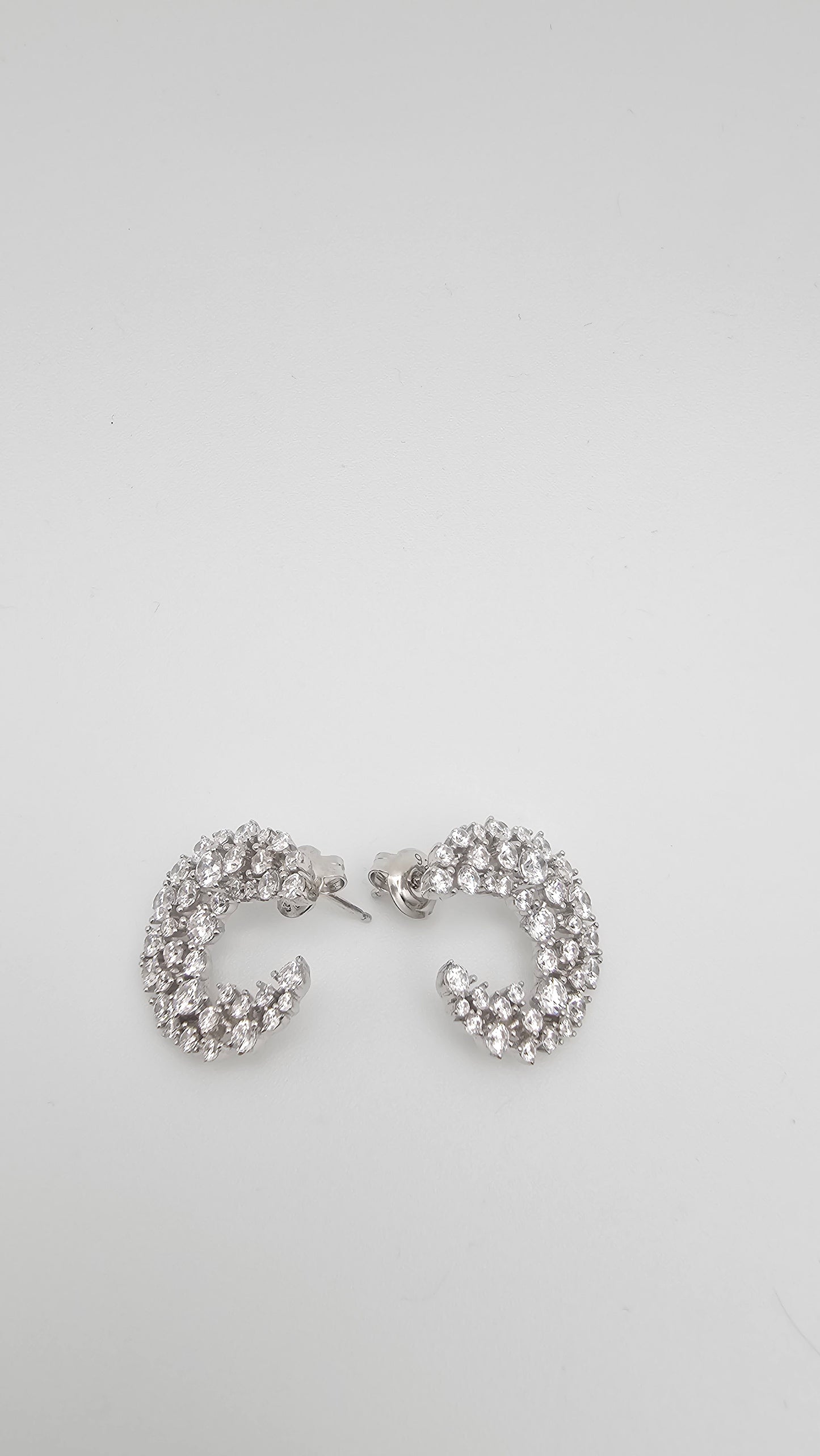 Crescent Earrings, fine 925 silver with Swarovski crystals