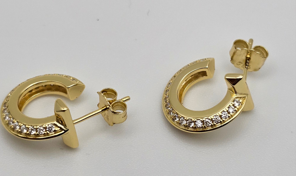 T-Bar Hoops | 925 Silver Gold Plated