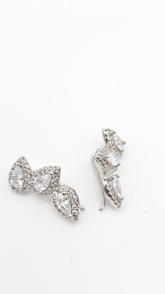 Pear Cut Swarovski Crystal Ear cuffs , 925 silver and gold plated on silver