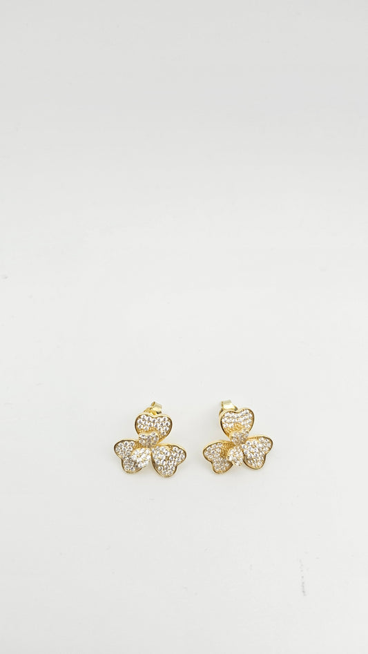 Heart Shaped Floral Earrings in silver and gold