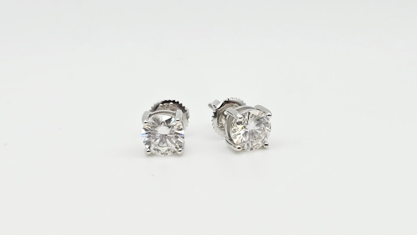 Classic Mosiannaite Solitare Diamond Studs | 6mm | 1.60CTW | VVSD | 1.33g