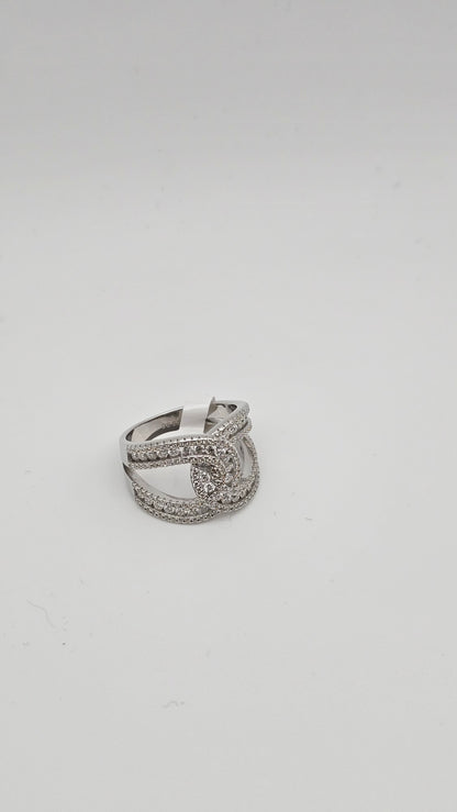 Interlocked Moissanite Diamond Band Ring in 925 Silver | Size US 7