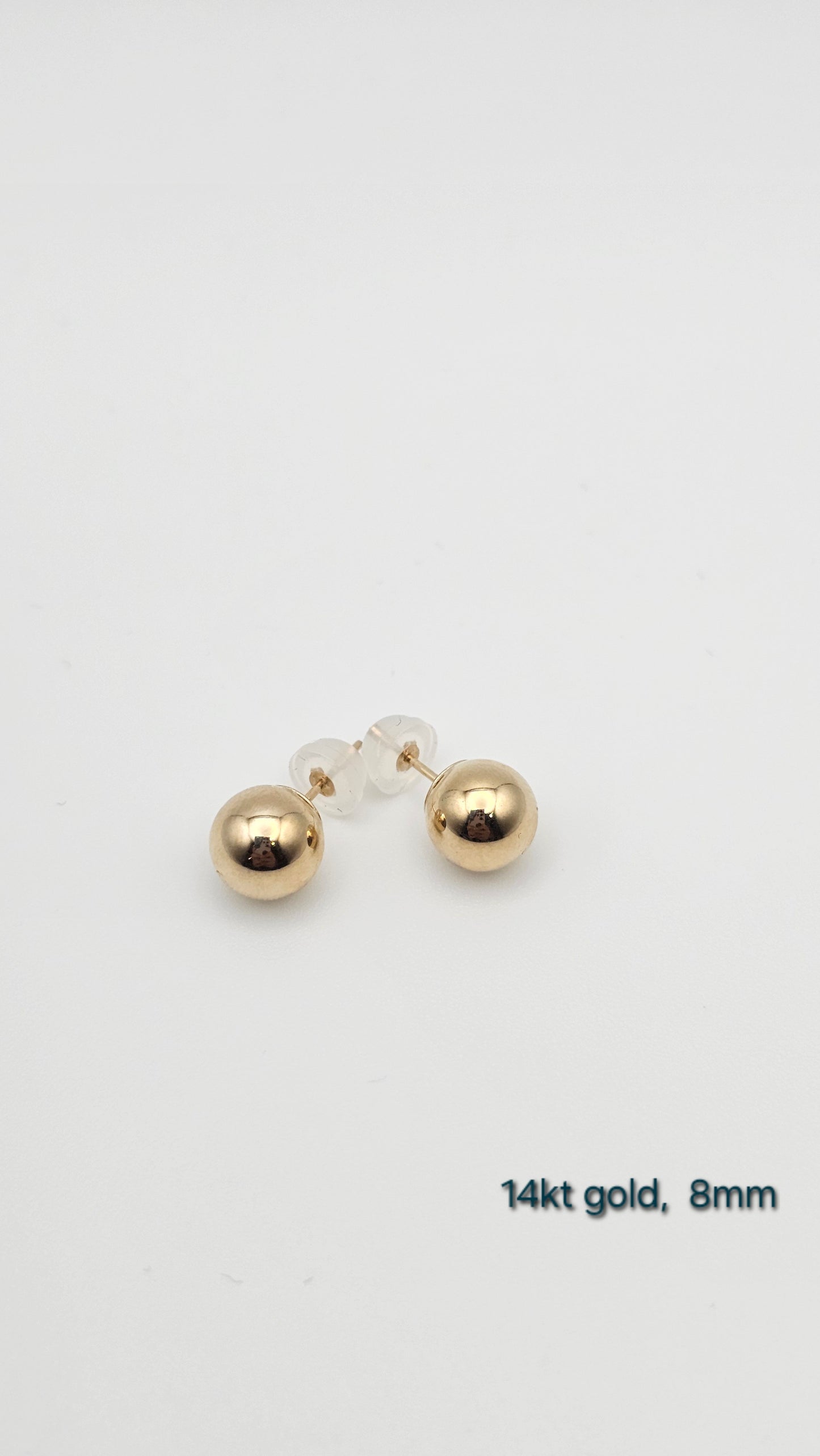 14kt 8mm Gold Ball Stud Earrings