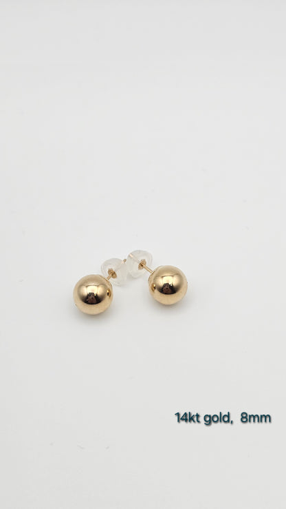 14kt 8mm Gold Ball Stud Earrings