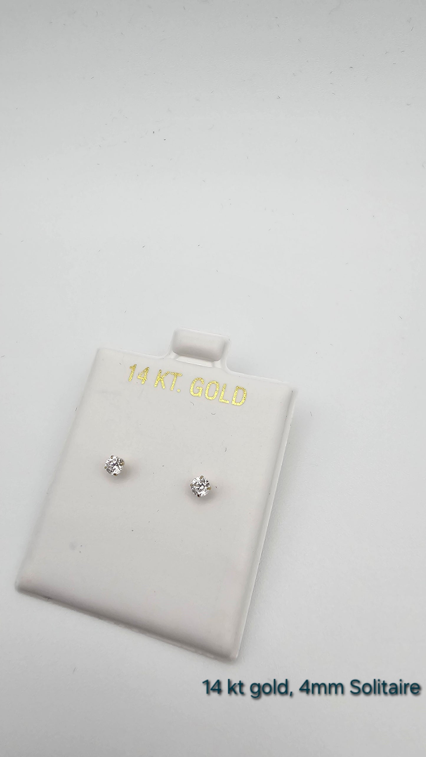 14kt gold 4mm Crystal Stud Solitaire Earrings