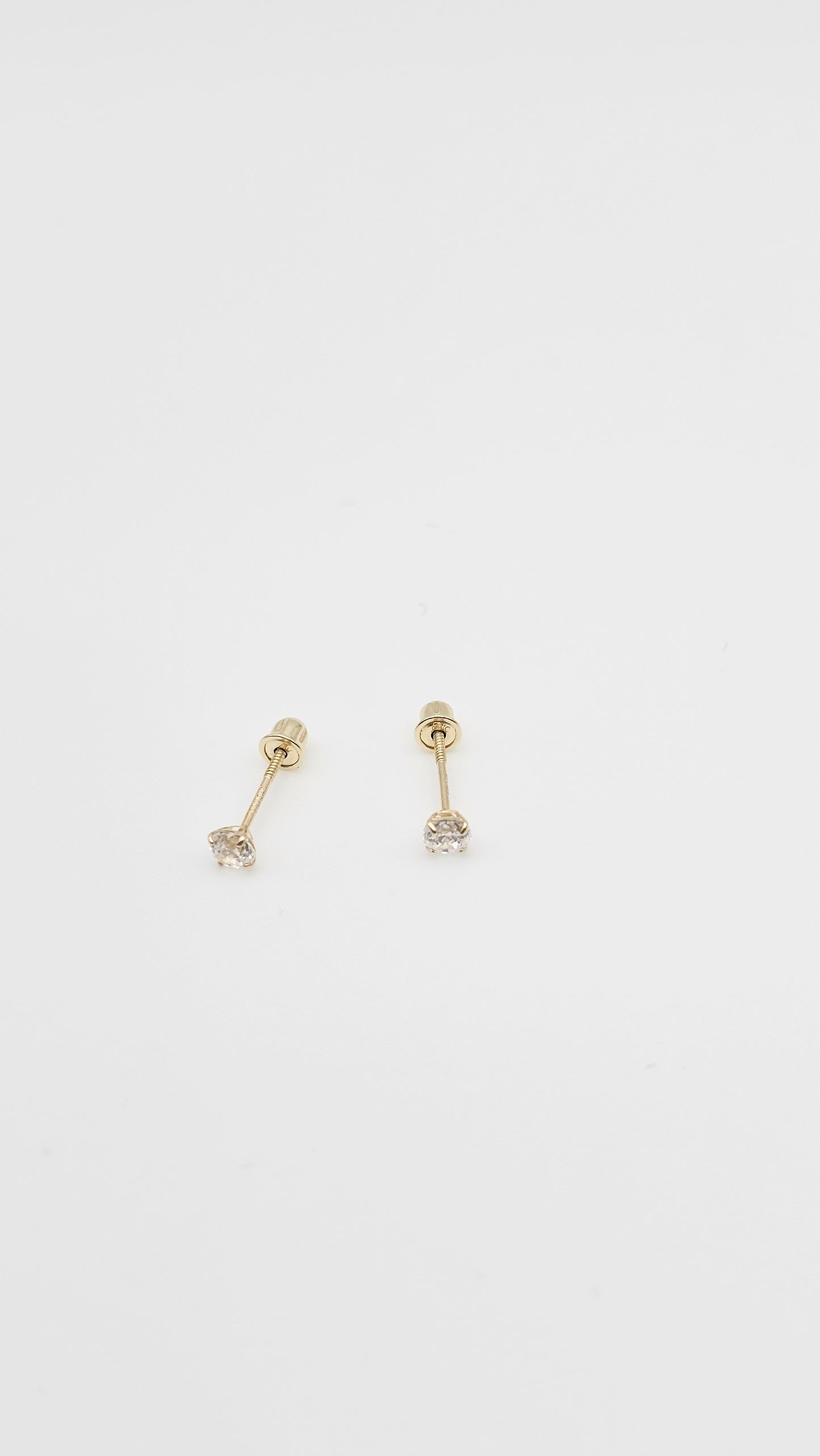 14kt gold 4mm Crystal Stud Solitaire Earrings