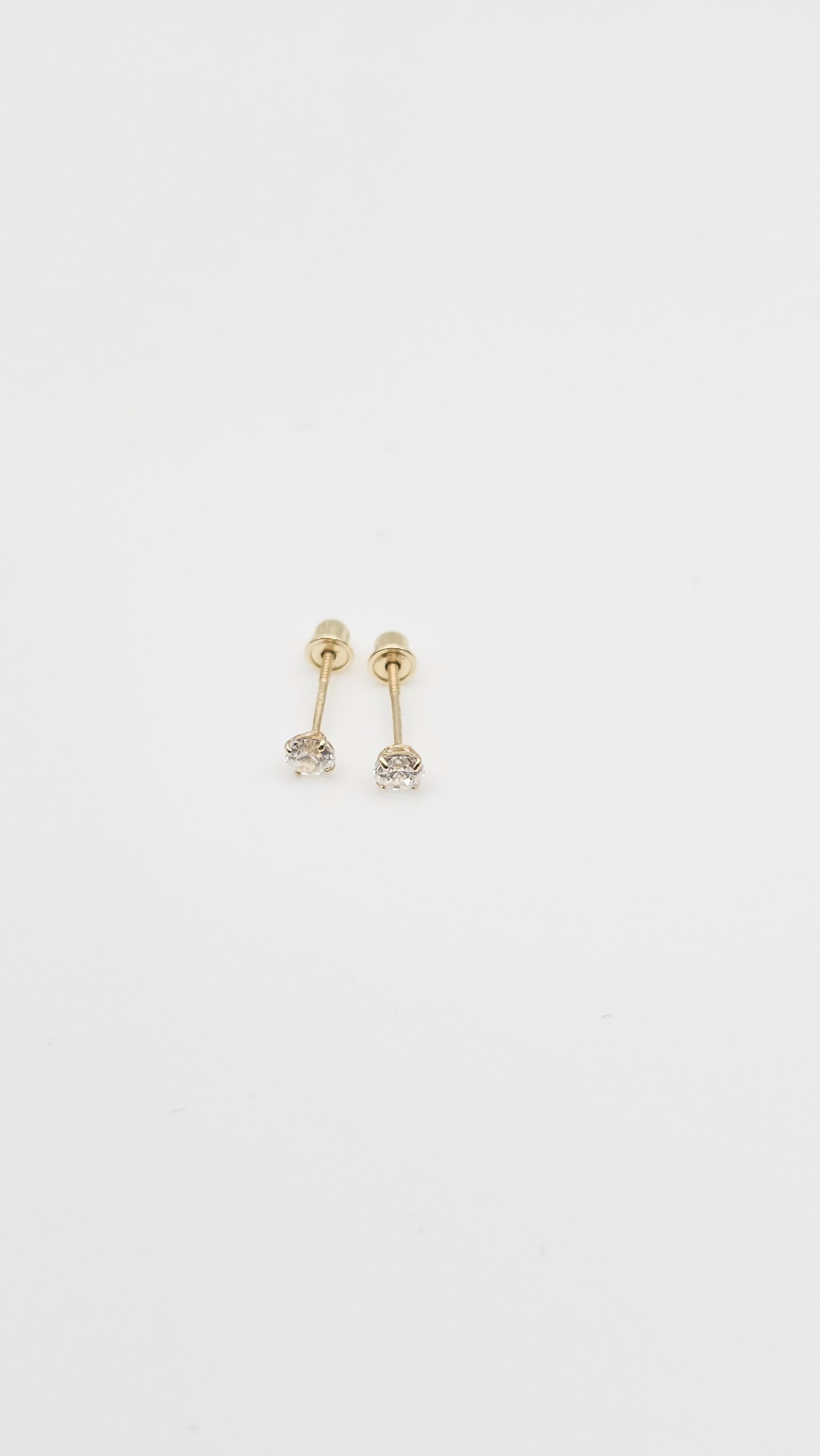 14kt gold 4mm Crystal Stud Solitaire Earrings