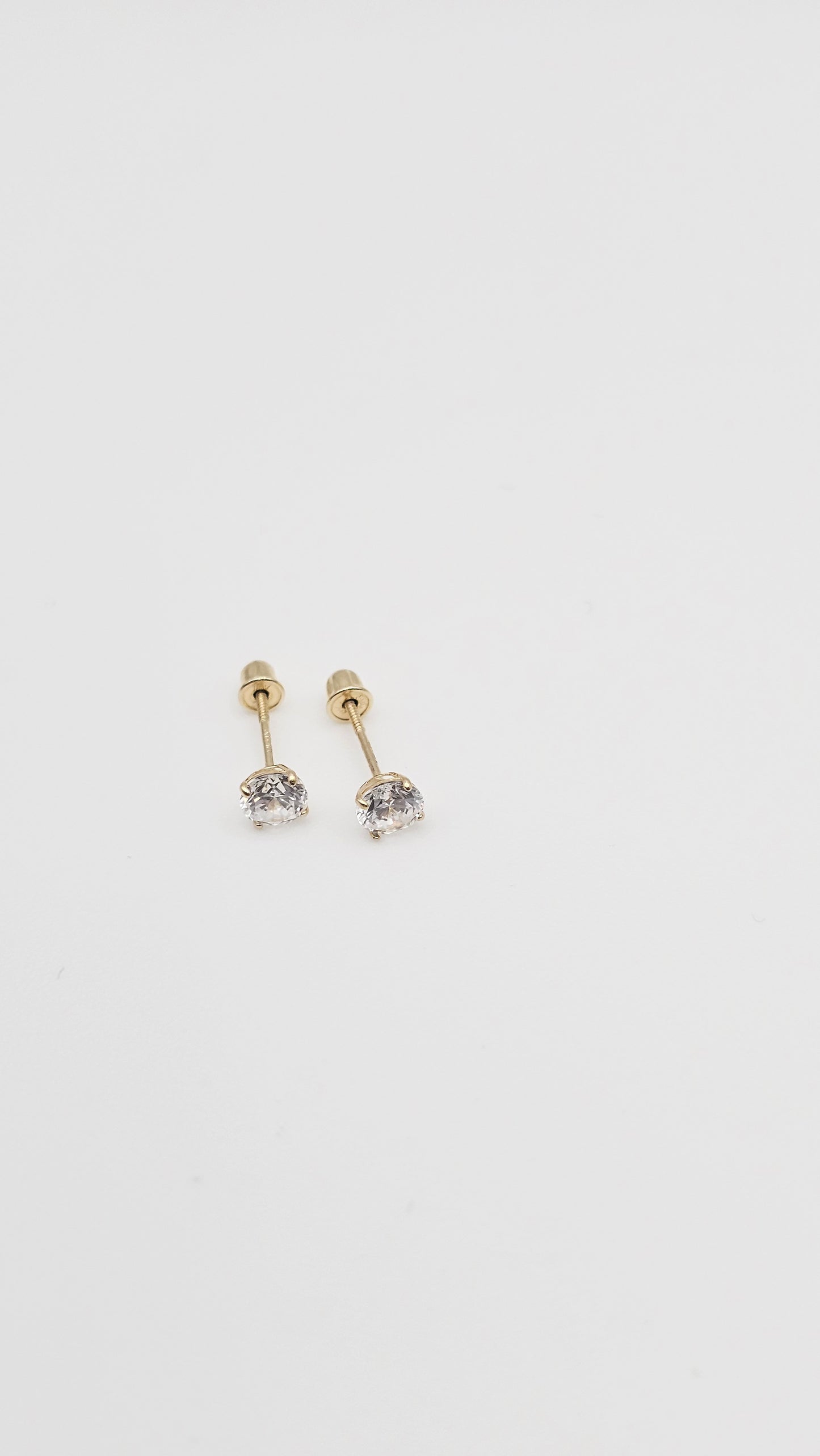 14kt Gold 5mm Crystal Stud Solitaire Earrings