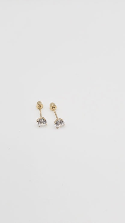 14kt Gold 5mm Crystal Stud Solitaire Earrings