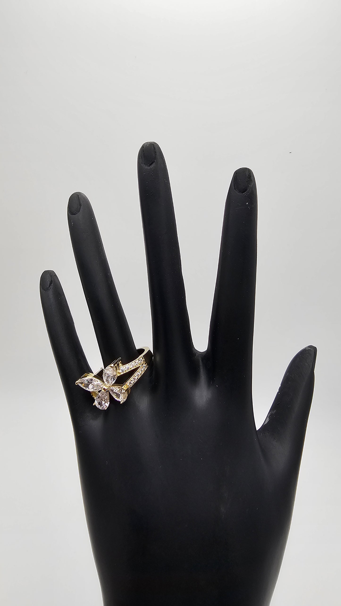 Butterfly Ring with Double Row Accents