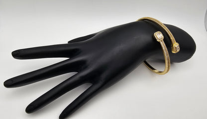 Geometric Open-End Bangle – 925 Silver, Gold-Plated