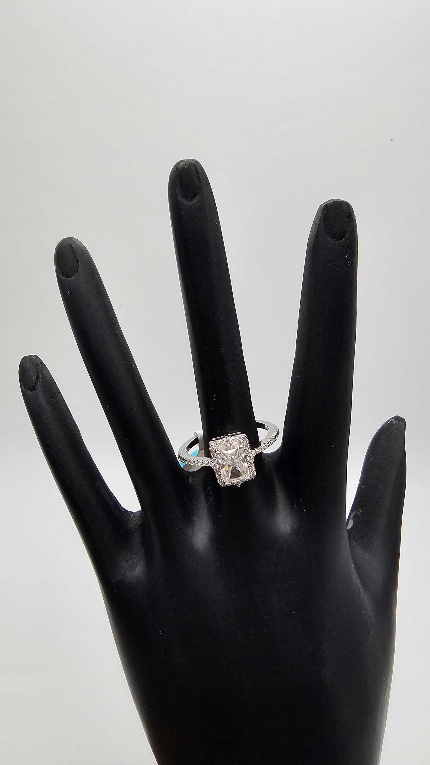 Emerald cut Moissanite Diamond Ring – VVS-D Color | 925 Silver | Size 7