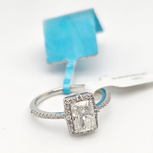 Emerald cut Moissanite Diamond Ring – VVS-D Color | 925 Silver | Size 7