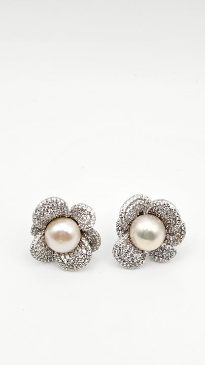 Freshwater Pearl Blossom Earrings – 925 Silver