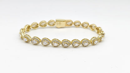 Pear Cut Swarovski crystal Tennis Bracelet in Gold plated | 925 Silver| 7 inch
