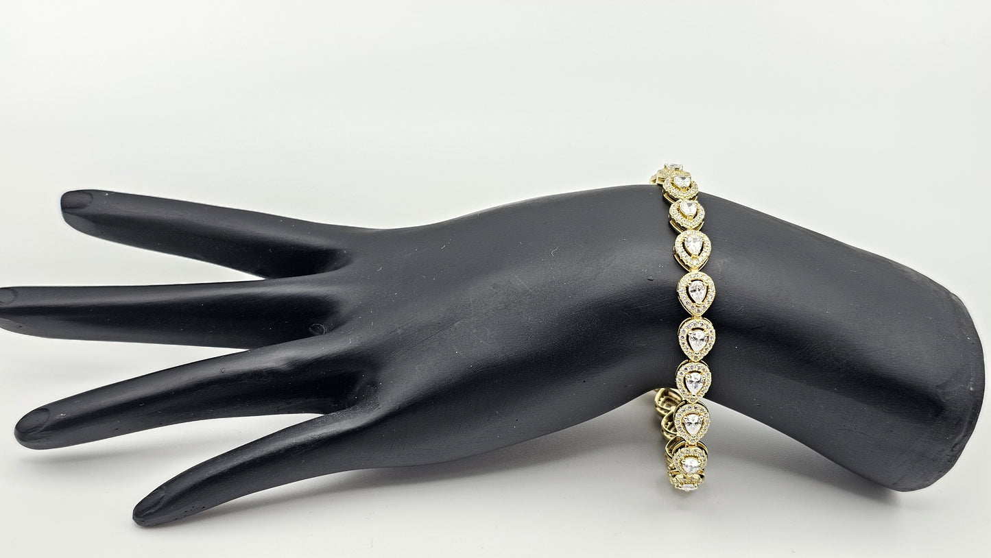 Pear Cut Swarovski crystal Tennis Bracelet in Gold plated | 925 Silver| 7 inch