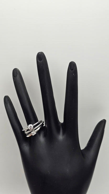 Silver Single Stone Stacked Ring | US 6 | 925 Silver