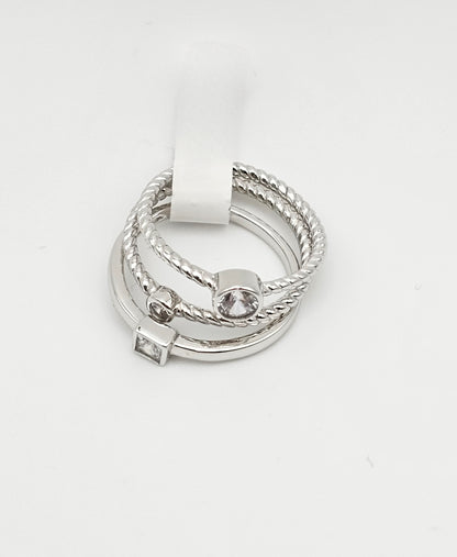 Silver Single Stone Stacked Ring | US 6 | 925 Silver