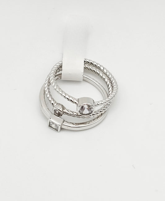 Silver Single Stone Stacked Ring | US 6 | 925 Silver