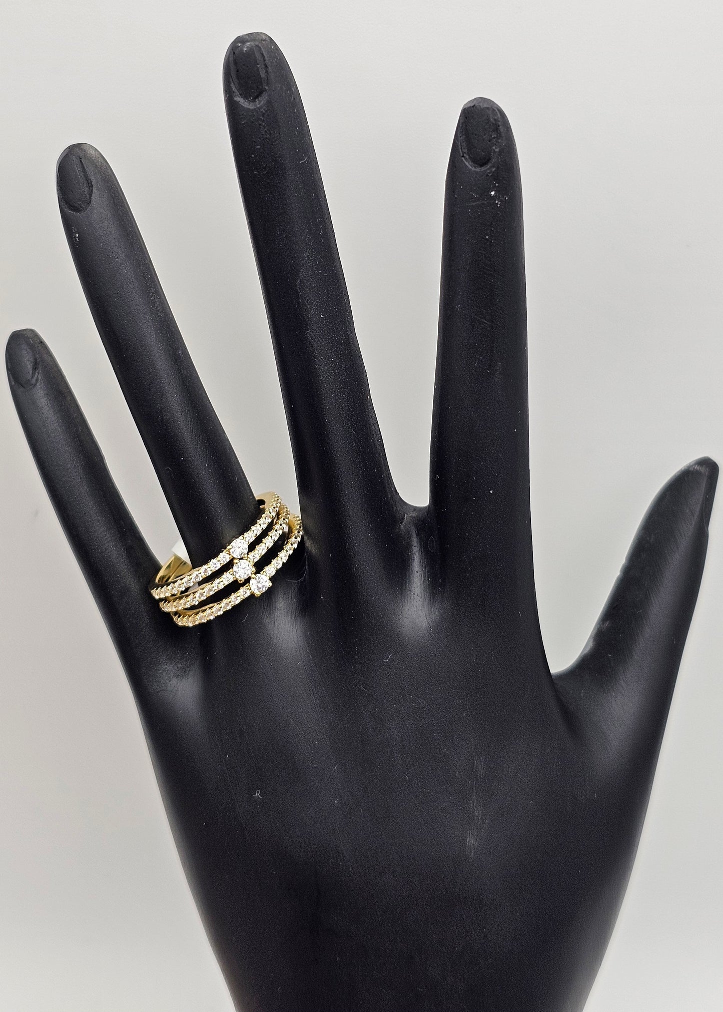 Stackable ring with White Accents | 925 Silver | Gold-Plated