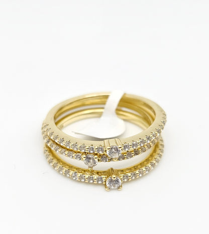Stackable ring with White Accents | 925 Silver | Gold-Plated