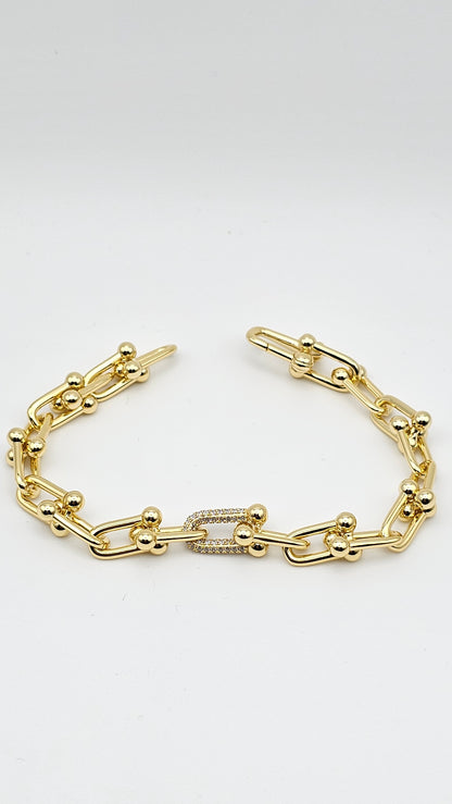 Paper Clip Bracelet with Crystal Accents – 18K Gold Plated | 925 Silver