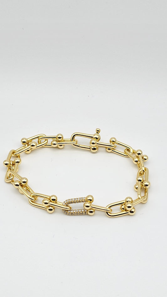 Paper Clip Bracelet with Crystal Accents – 18K Gold Plated | 925 Silver