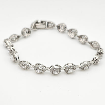 Pear, Round & Heart Shaped Swarovski Crystal Bracelet – 7" | 925 Silver