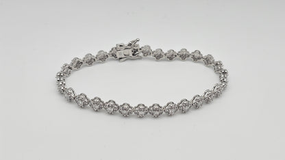 Clover Shaped Crystal Bracelet – 7" | 925 Silver