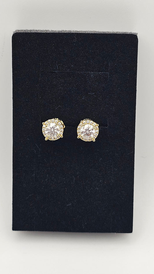 Solitaire Moissanite Diamond Stud Earrings | VVS-D Color | Gold Plated