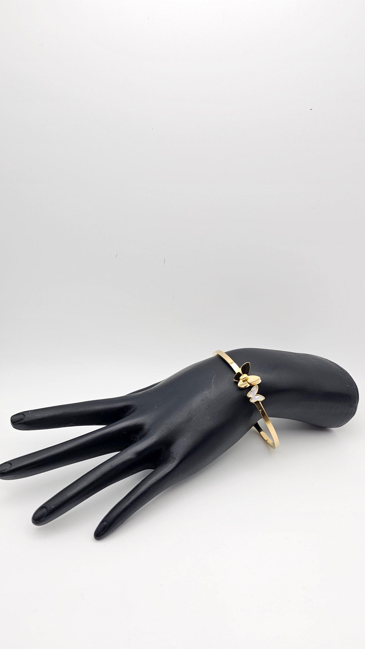 Dual Butterfly Bangle – Stainless Steel, Gold-Plated