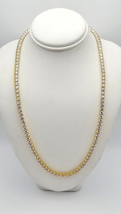 Classic Tennis Necklace – 925 Silver, Gold-Plated | 16 inch | 3mm