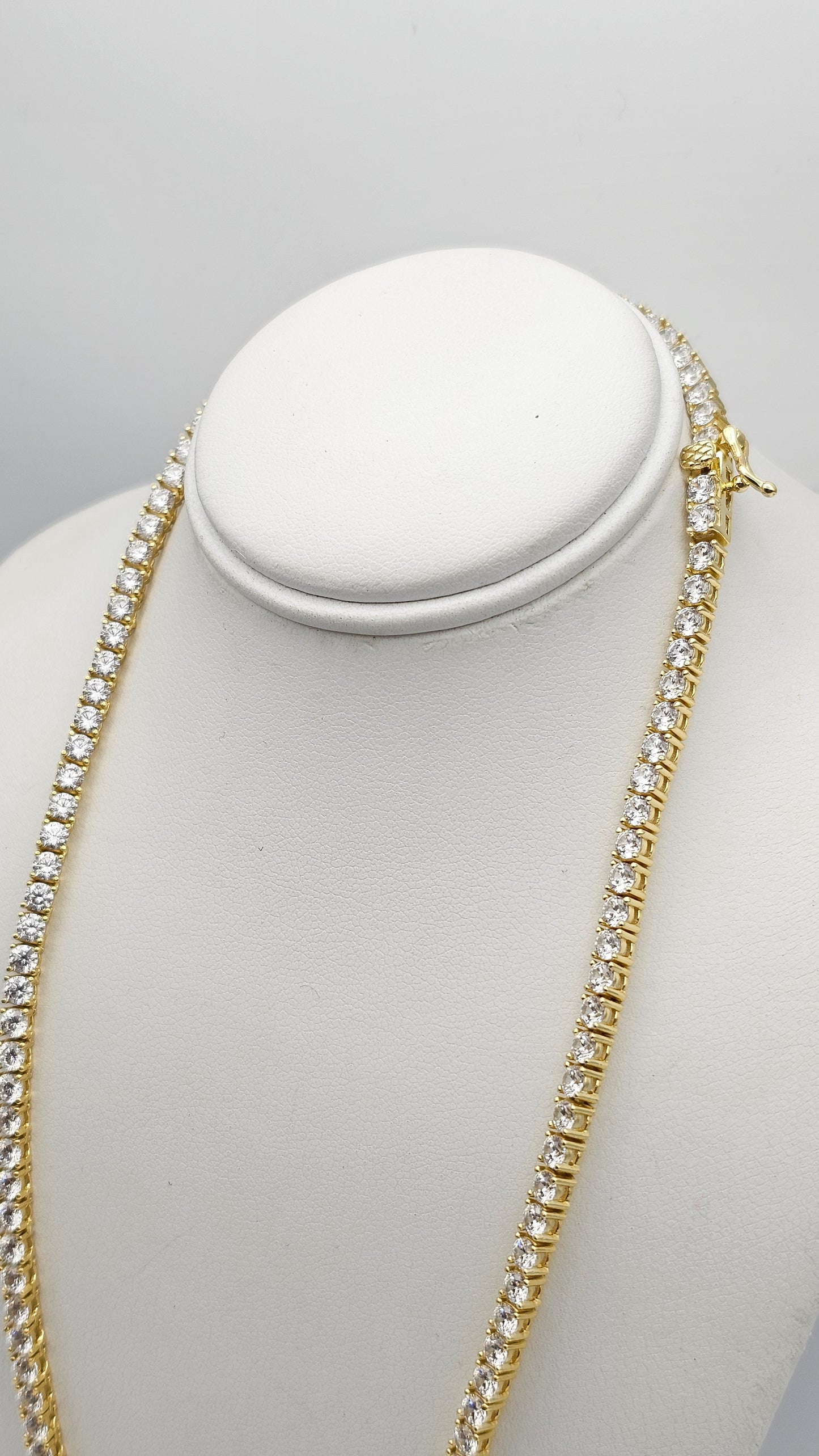 Classic Tennis Necklace – 925 Silver, Gold-Plated | 16 inch | 3mm