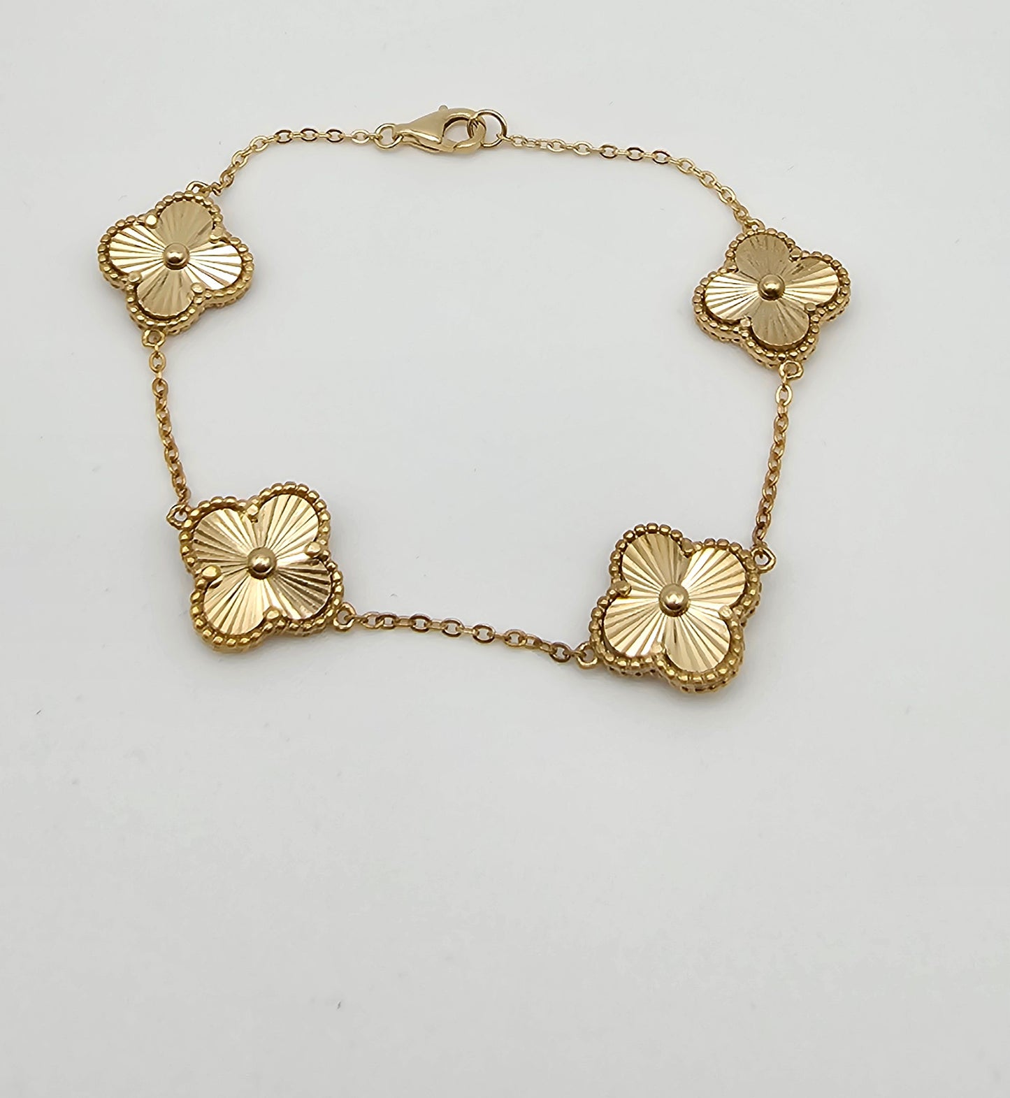 Clover bracelets with stone accents- white, green, gold , 925 Silver, 18kt gold plated
