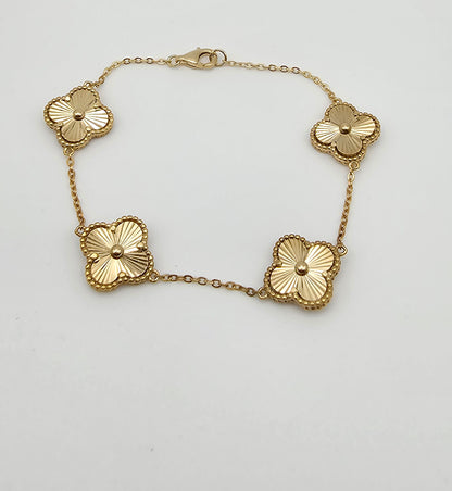 Clover bracelets with stone accents- white, green, gold , 925 Silver, 18kt gold plated