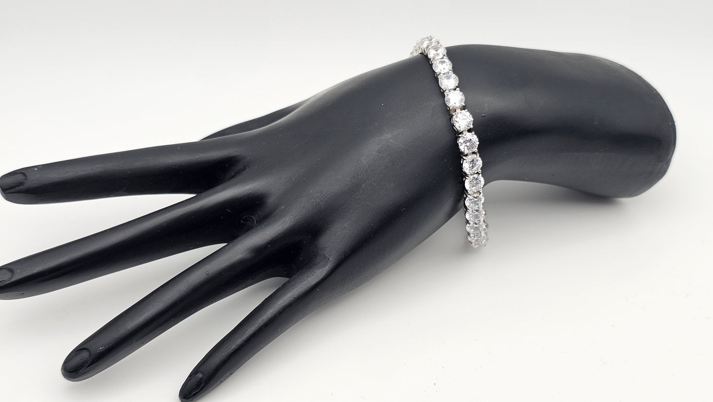 Round Cut Swarovski Crystal Tennis Bracelet – 5mm | 7" | 925 Silver